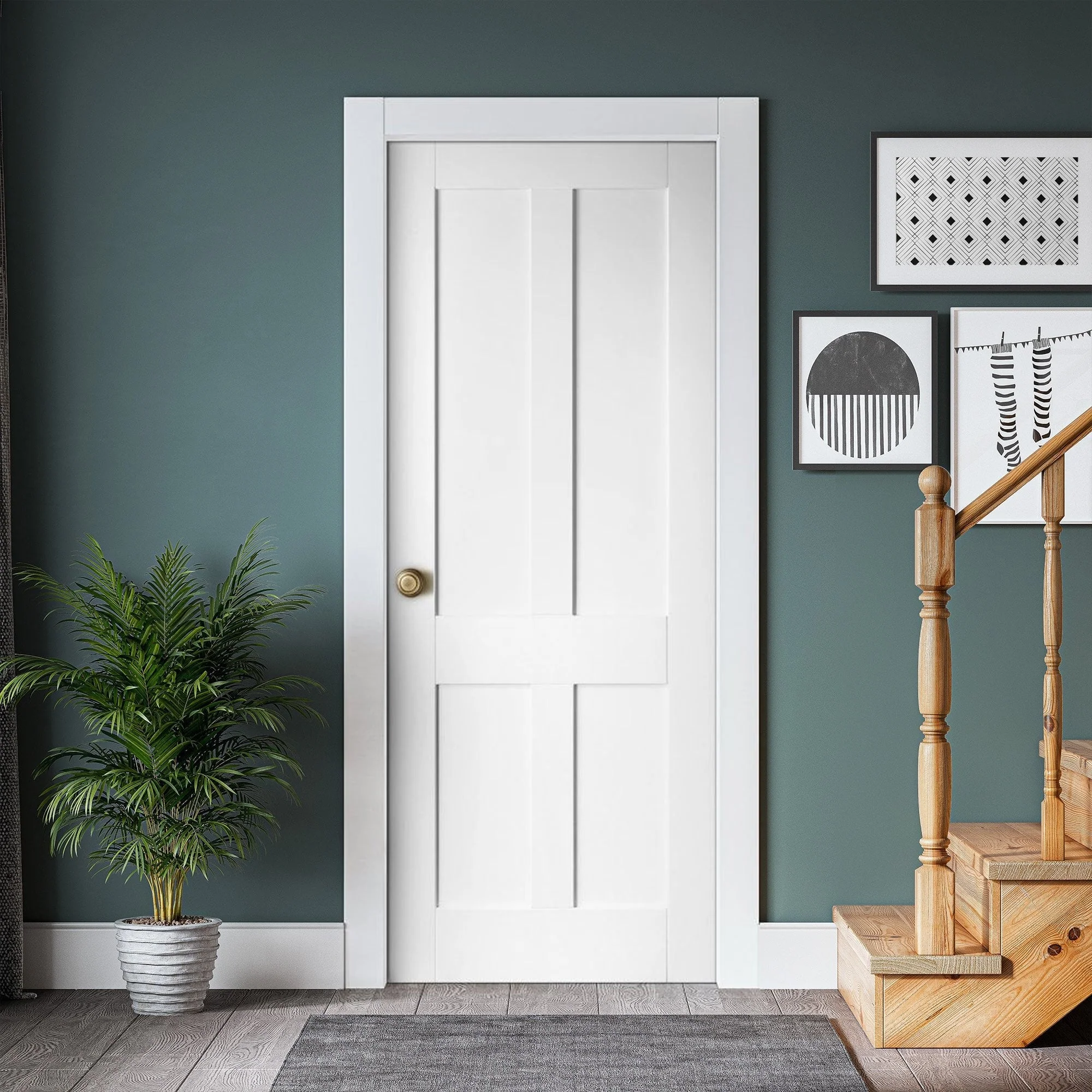 White Internal Primed Victorian Shaker 4 Panel Made-to-Measure Door (120533)