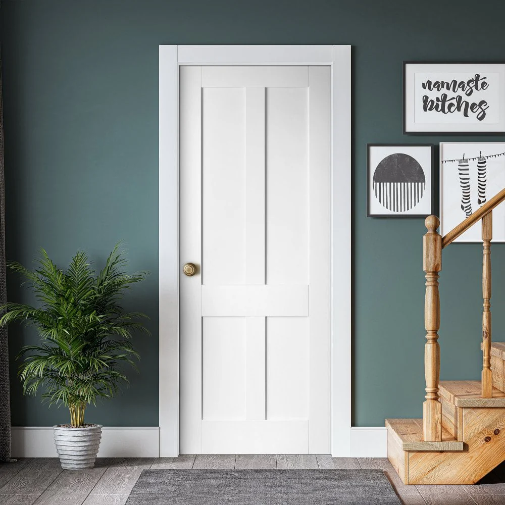 White Internal Primed Victorian Shaker 4 Panel Made-to-Measure Door (120533) - Image 5