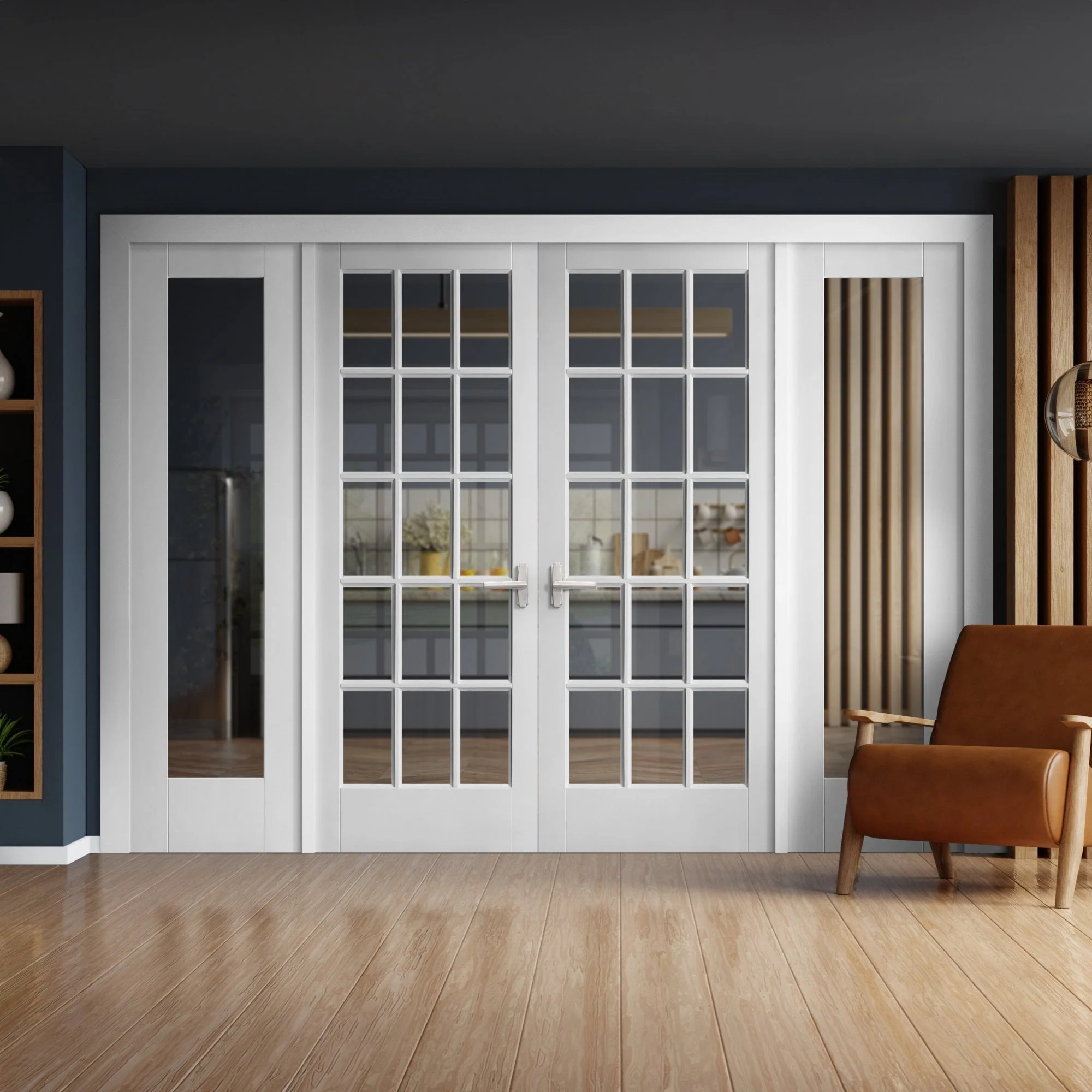 White Primed Internal SA 15L Clear Glass 1 Panel Sidelight Room Divider Set (123163)