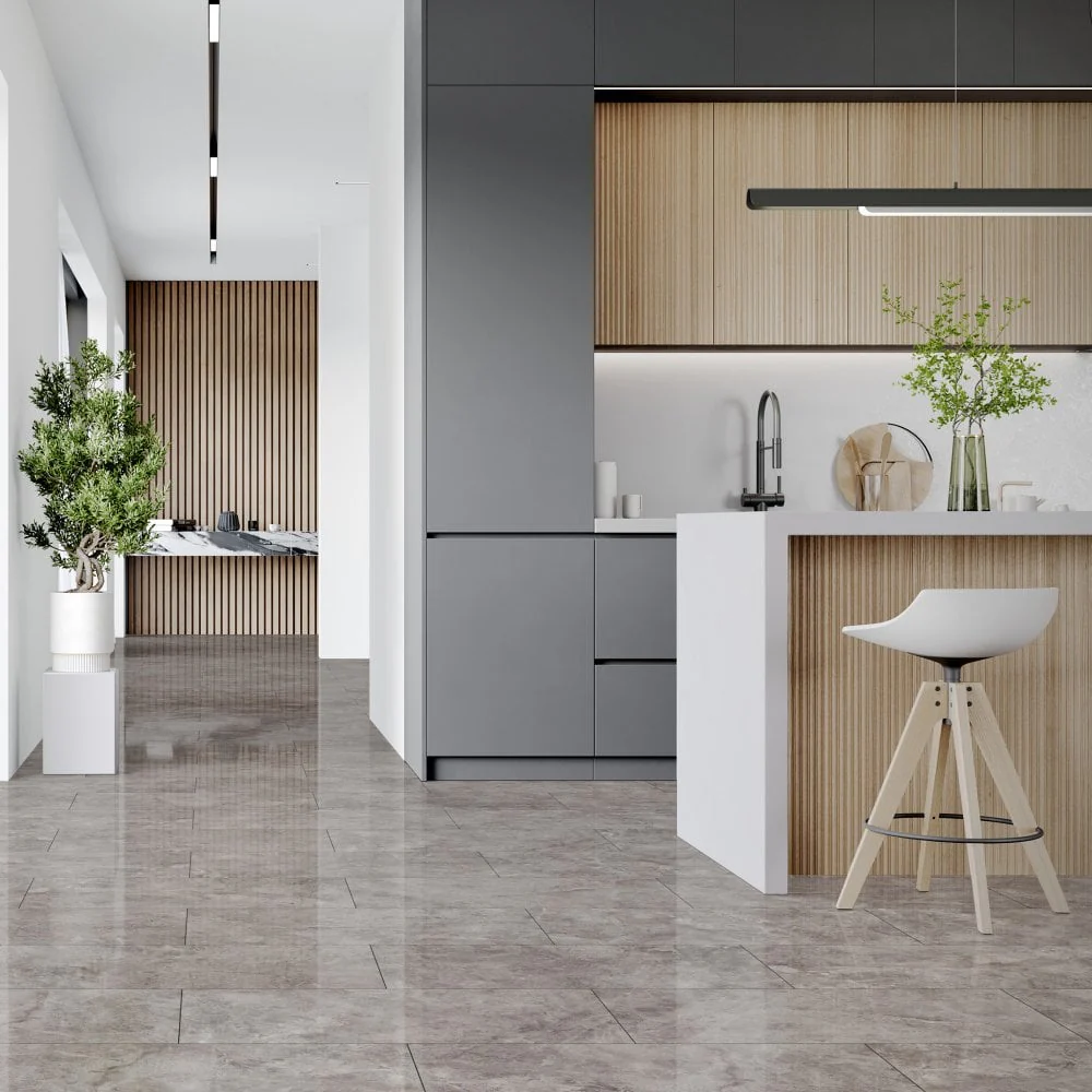 Agios Cinzento - Lustre Stone 8mm High Gloss Laminate Flooring (91931) - Image 4