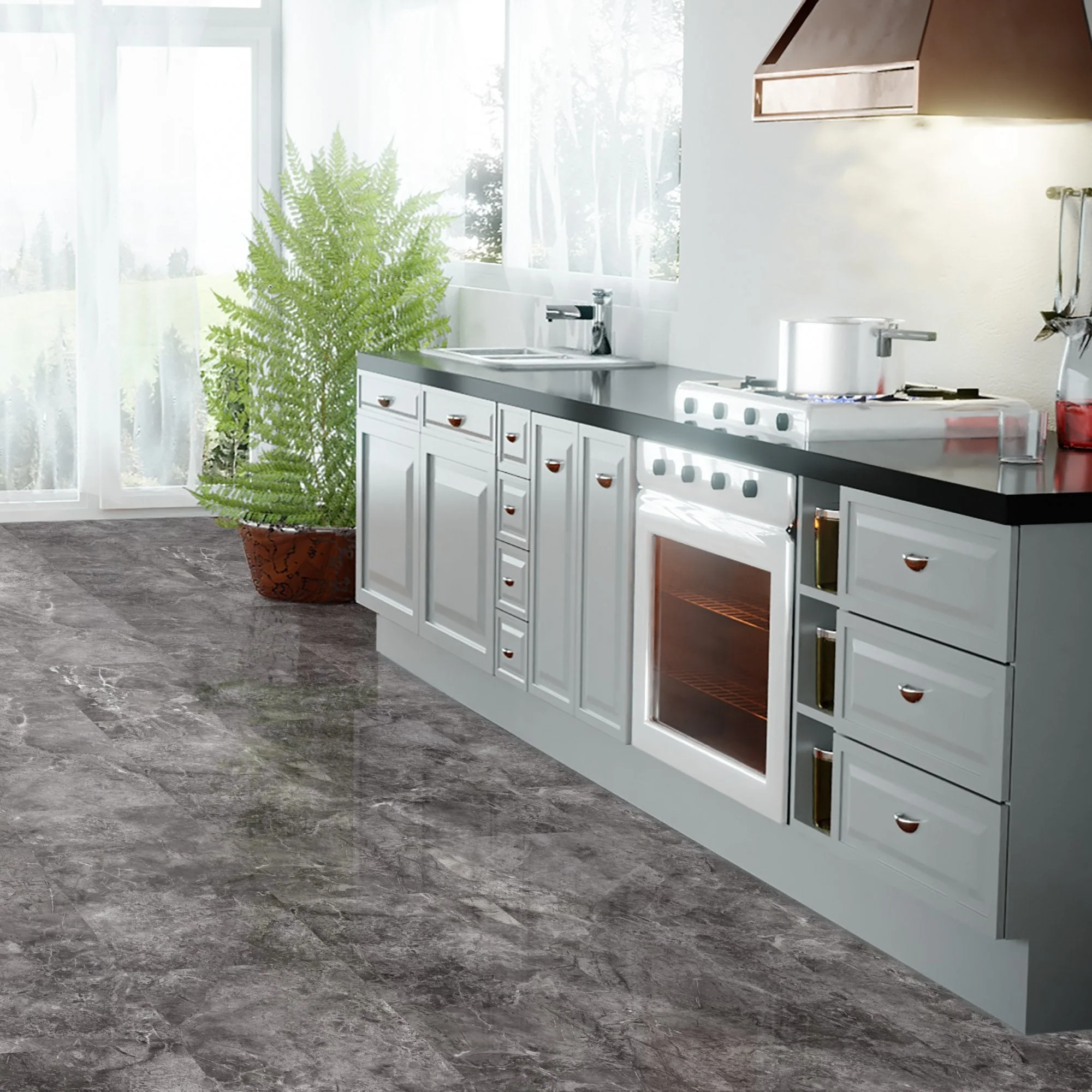 Agios Scuro - Lustre Stone 8mm High Gloss Laminate Flooring (91933) - Image 5