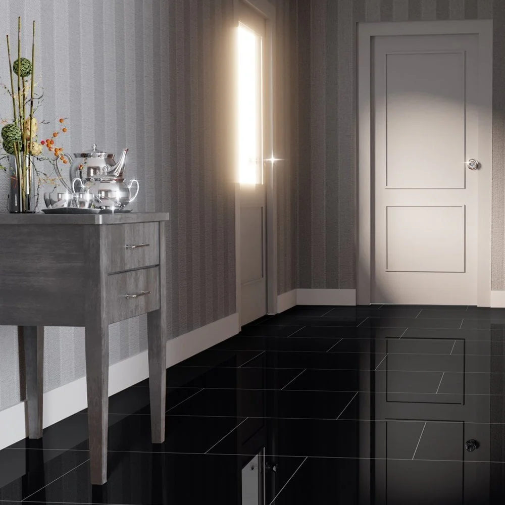Black - Lustre Stone 8mm High Gloss Laminate Flooring (89999) - Image 6