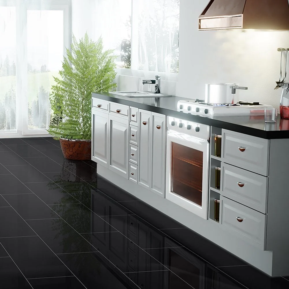Black - Lustre Stone 8mm High Gloss Laminate Flooring (89999) - Image 9