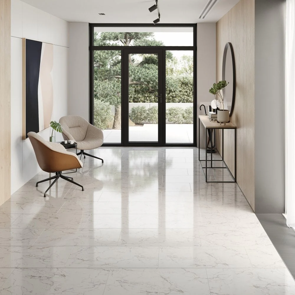 Carrara Marble - Lustre Stone 8mm High Gloss Laminate Flooring - Image 3