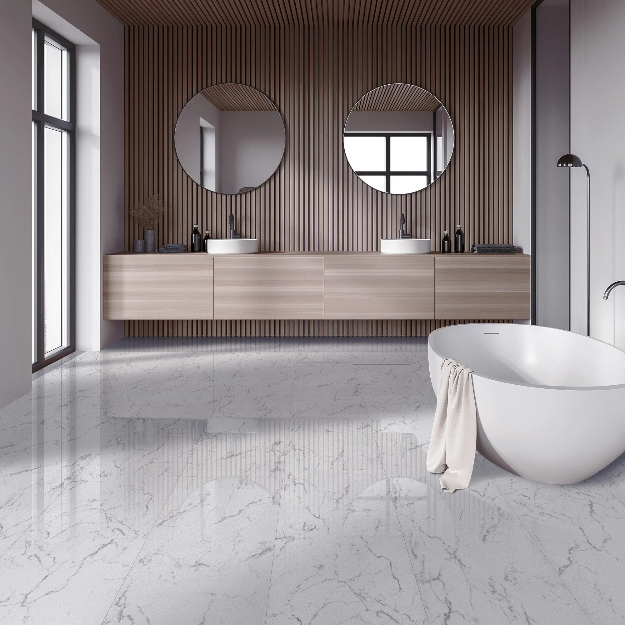Carrara Marble - Lustre Stone 8mm High Gloss Laminate Flooring - Image 9
