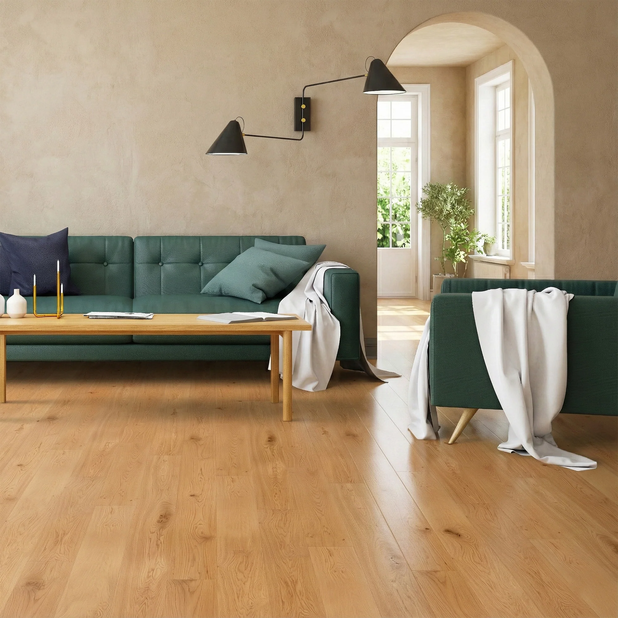 Natural Oak - 12mm UV Lacquered Sample (LIBEO12x125) - Image 2