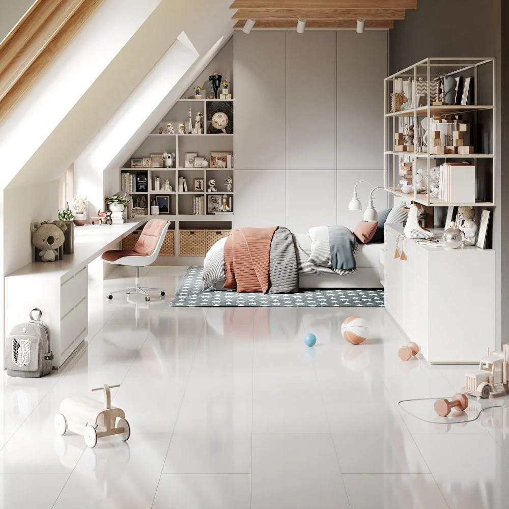 White - Lustre Flawless 8mm High Gloss Laminate Flooring (69724) - Image 3