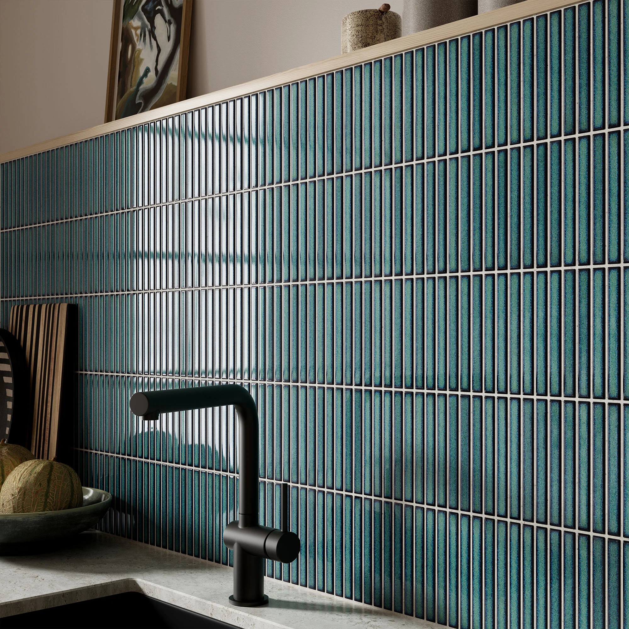 Green Gloss - Linear Smooth Mosaic Porcelain Wall Tile - Image 3