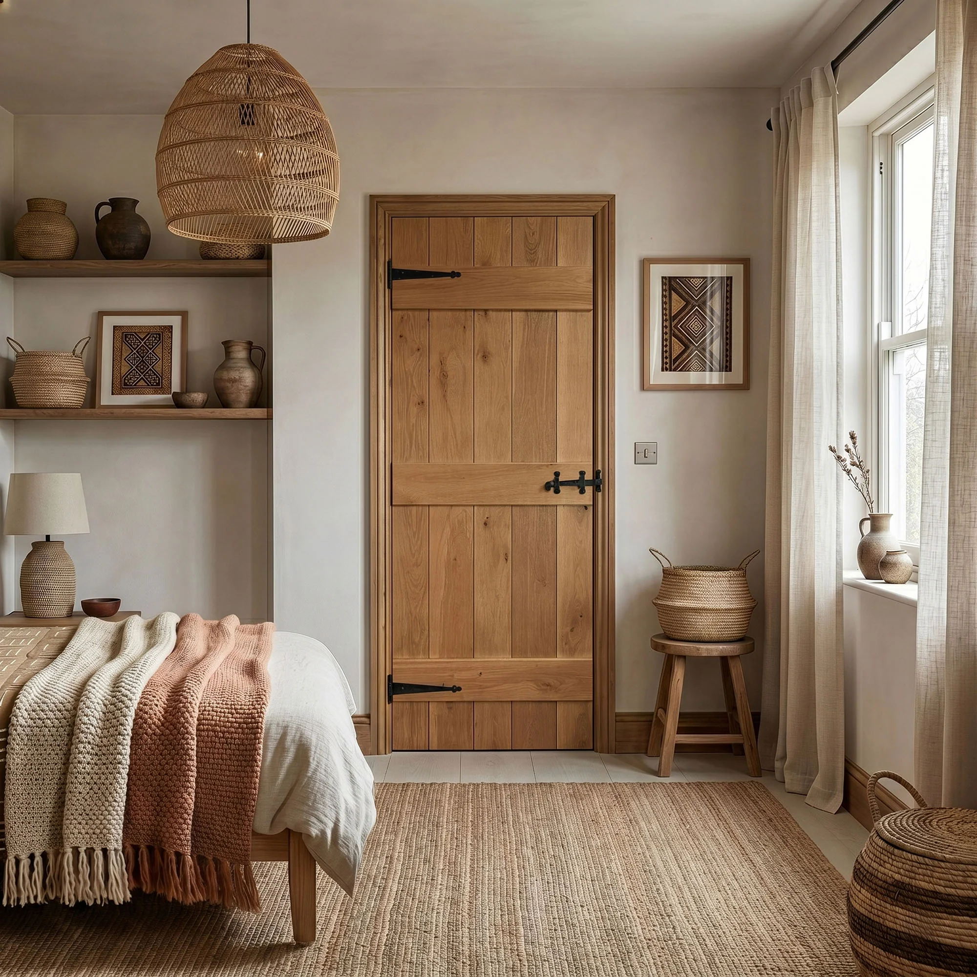 Oak Internal Unfinished Rustic Grange Solid Ledged Door (122345) - Image 7