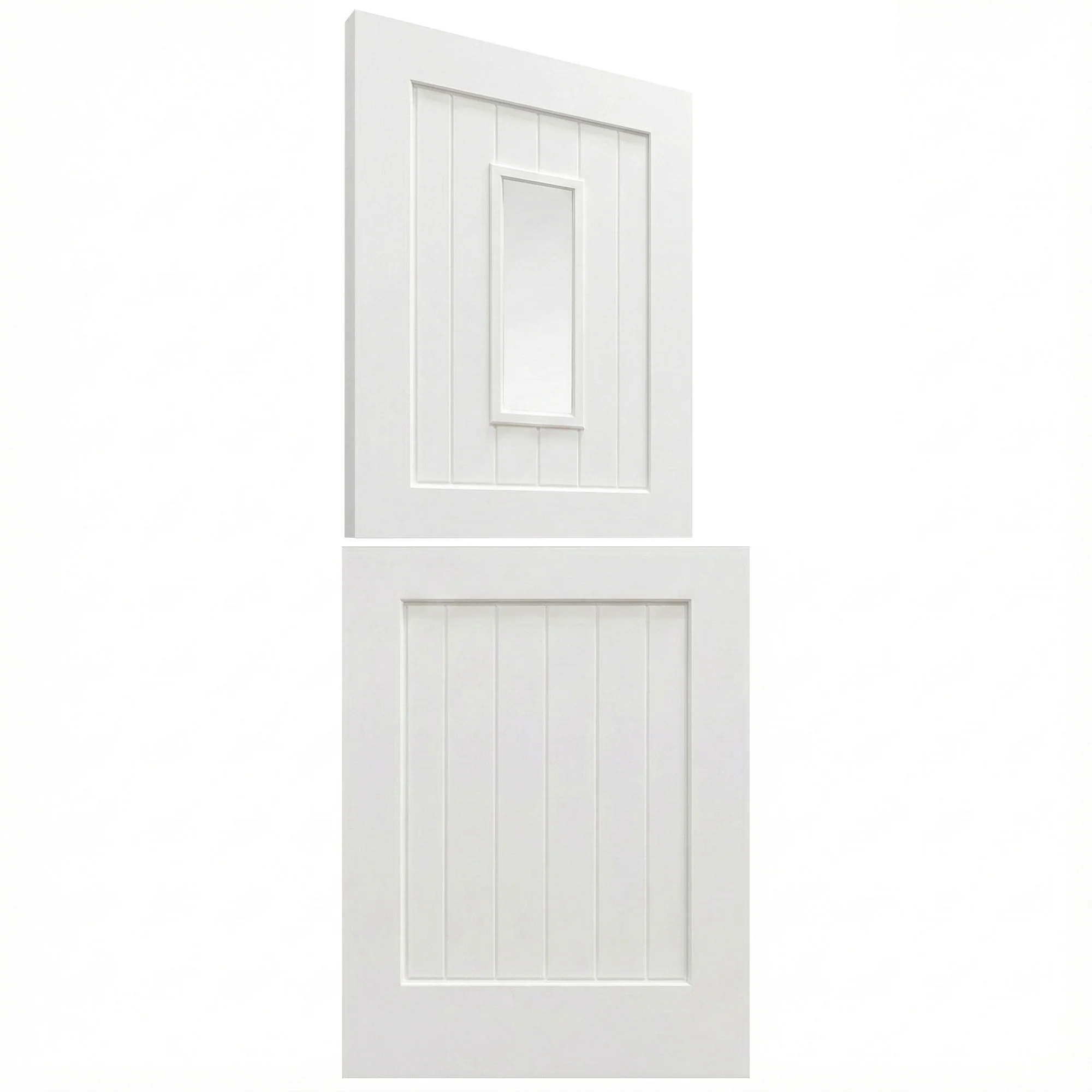 White Painted External Pine 2 Panel 1 Light Clear Glass Stable Door - Image 4