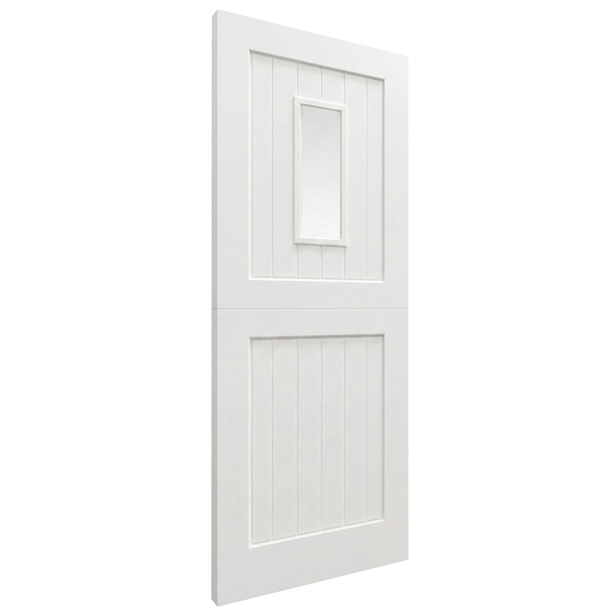 White Painted External Pine 2 Panel 1 Light Clear Glass Stable Door - Image 6