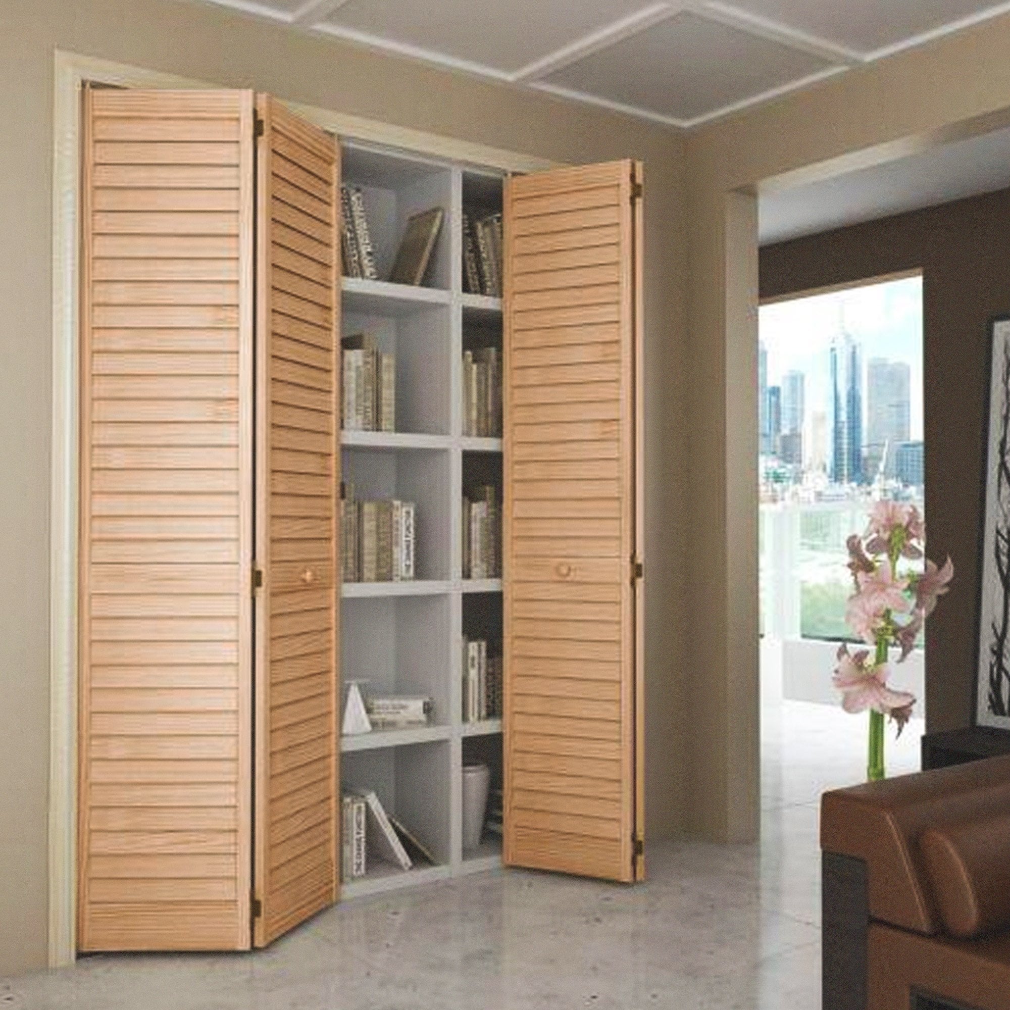 28mm Clear Pine Open Louvre Door - Image 3