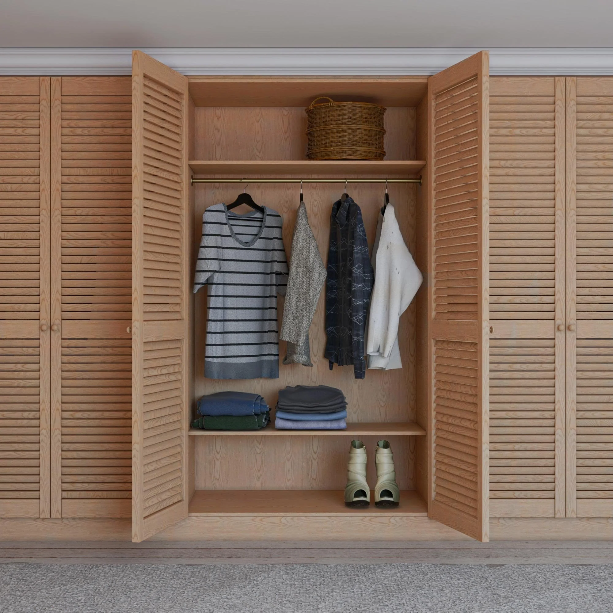 28mm Clear Pine Open Louvre Door - Image 6